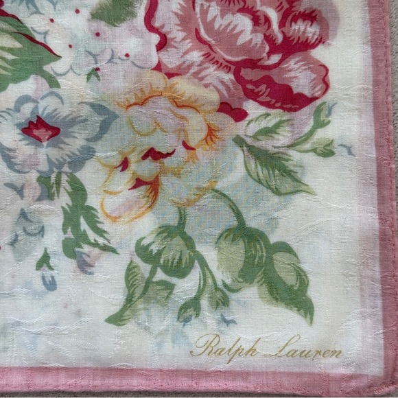 Ralph Lauren Floral Scarf in Red, Yellow, and Green - Picture 4 of 5